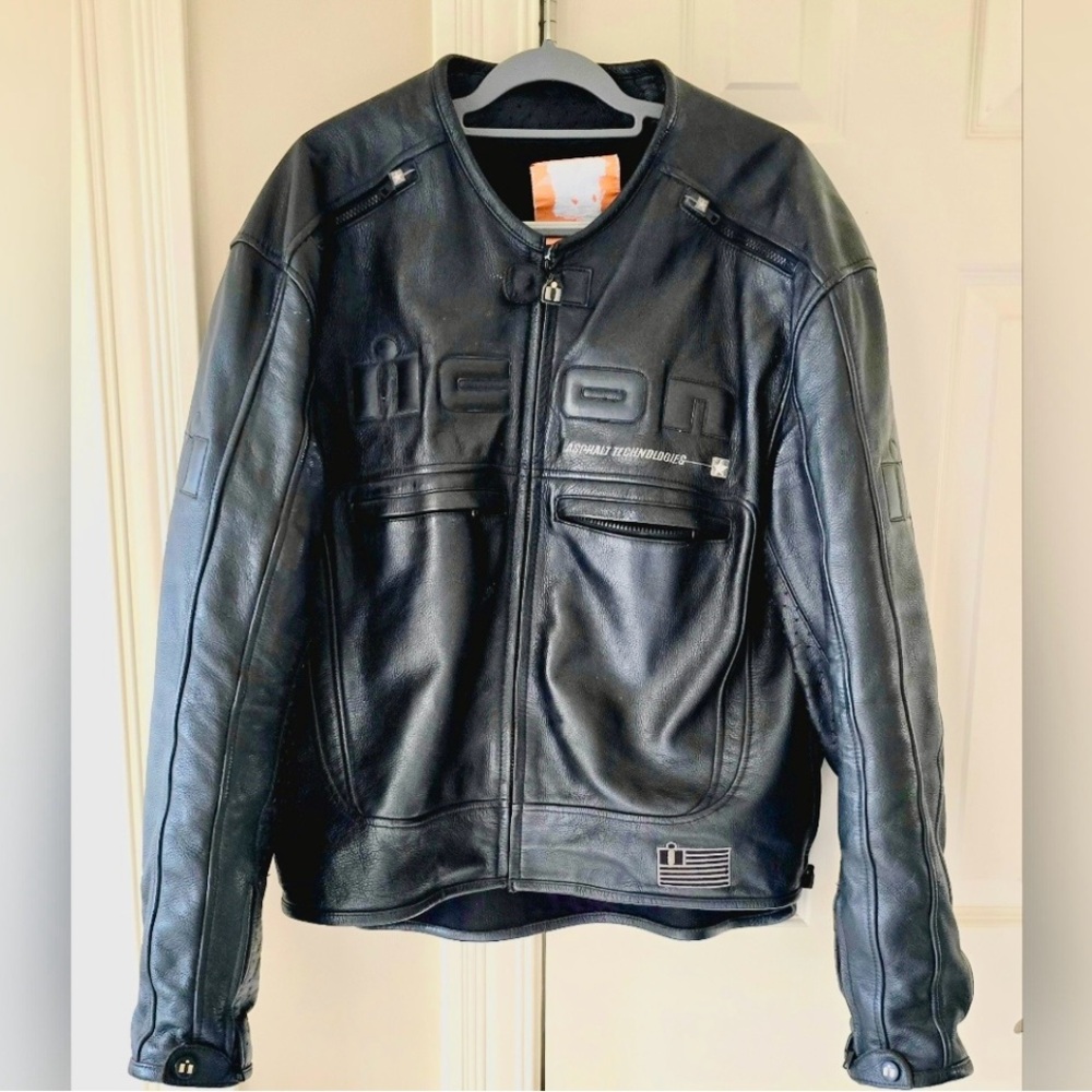 ICON Men's Asphalt Technology Leather Moto Jacket Sz 2xl